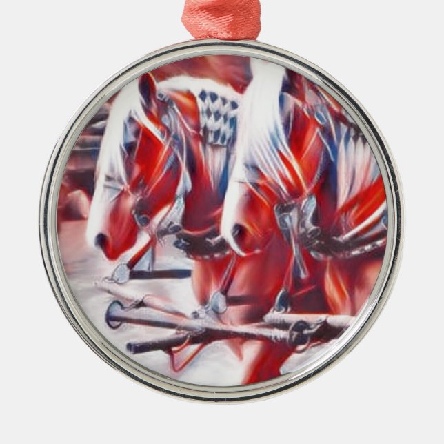 Working Horses Metal Tree Decoration (Front)