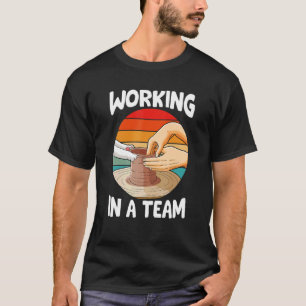 Working in a team cat clay ceramic pottery funny_1 T-Shirt