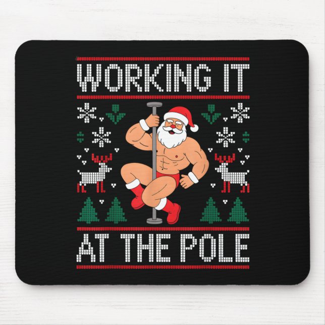 Working It At The Le Funny Santa Dancing Ugly Chri Mouse Mat (Front)