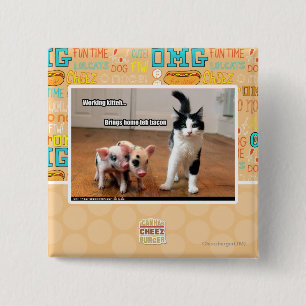 Working kitteh 15 cm square badge