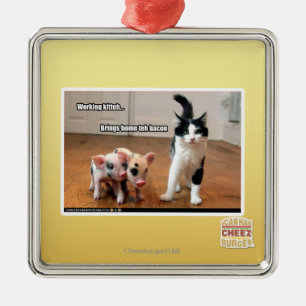 Working kitteh metal tree decoration