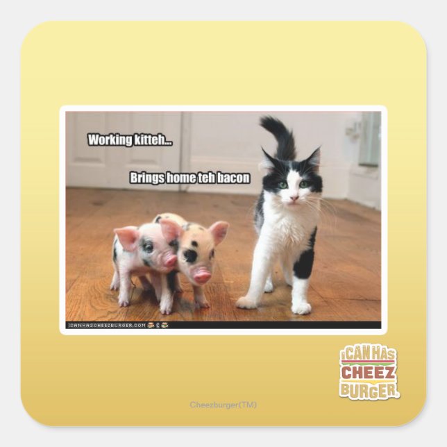 Working kitteh square sticker (Front)