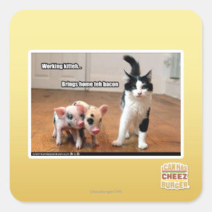 Working kitteh square sticker
