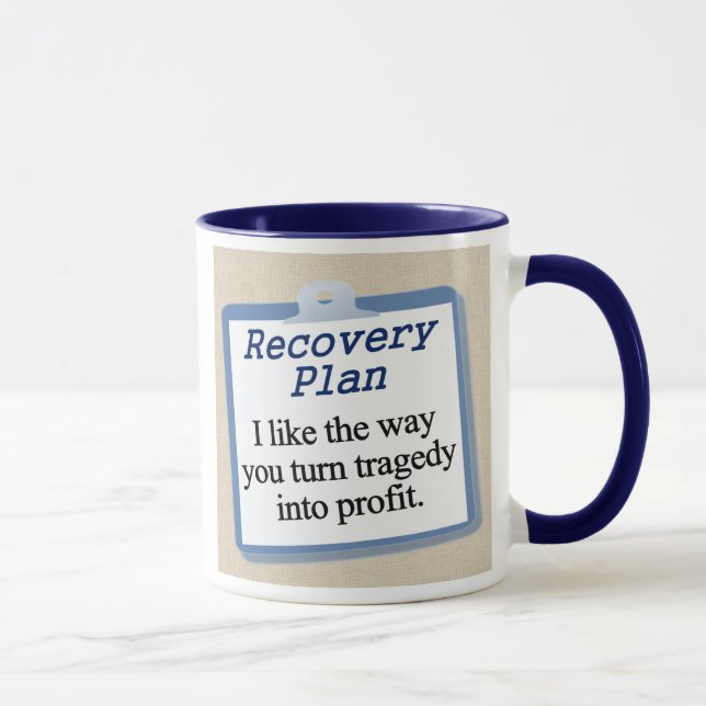 Working on a recovery plan mug (Right)
