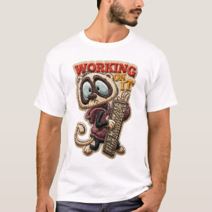 Working On It Funny Racoon Keyboard Embroidered T-Shirt