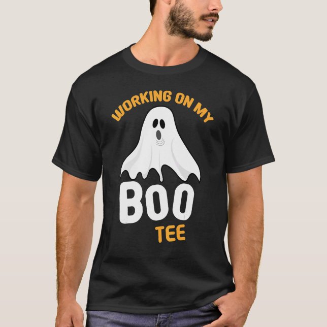 Working On My Boo Halloween Workout Weightlifting T-Shirt (Front)