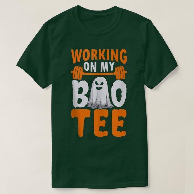 Working On My Boo Tee Funny Halloween Workout Weig (Design Front)