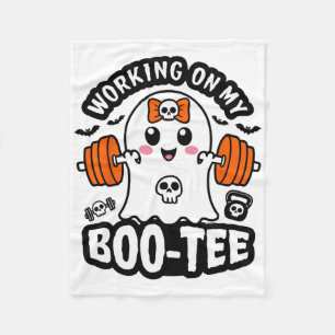 Working On My Boo Tee Halloween Dead Lift Ghost Gy Fleece Blanket