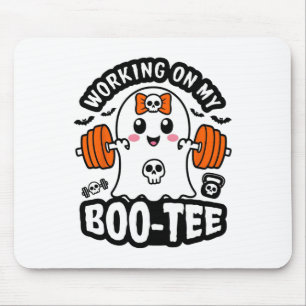 Working On My Boo Tee Halloween Dead Lift Ghost Gy Mouse Mat