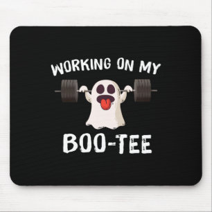 Working On My Boo Tee Halloween Dead Lift Ghost Gy Mouse Mat