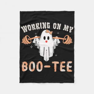 Working On My Bootee Ghost Boo Gym Spooky Funny Ha Fleece Blanket