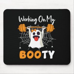 Working On My Booty Ghost Boo Gym Halloween Funny  Mouse Mat