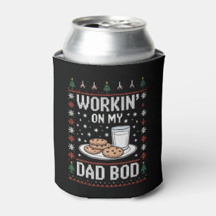 Working On My Dad Bod Dad Christmas Ugly Xmas Can Cooler