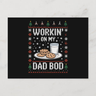 Working On My Dad Bod Dad Christmas Ugly Xmas Holiday Postcard