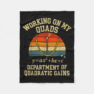 Working On My Quads Funny Retro Algebra Math Gym T Fleece Blanket