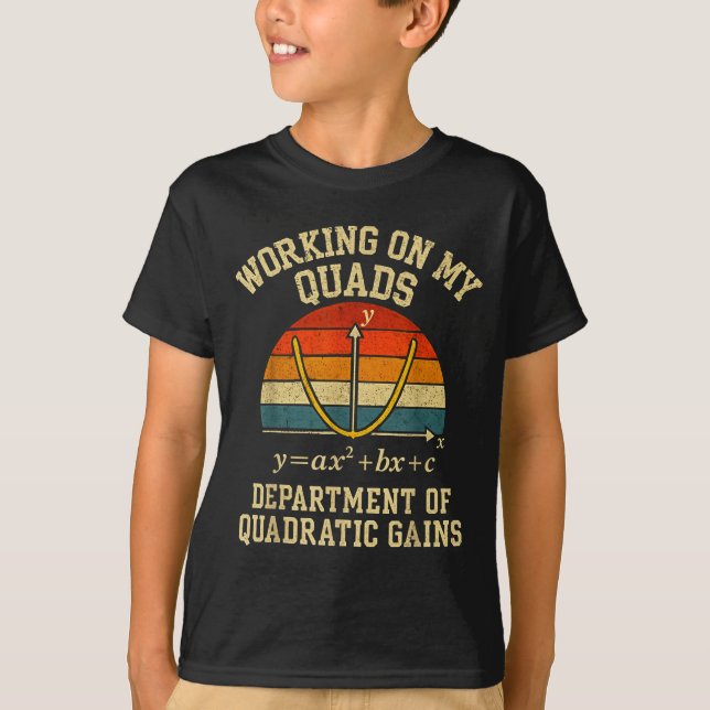Working On My Quads Funny Retro Algebra Math Gym T T-Shirt (Front)
