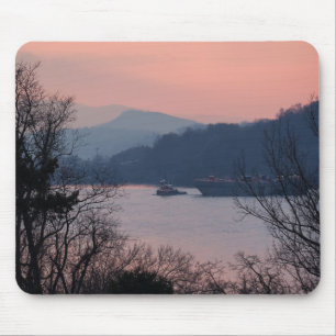 Working On the River At Sunset Mouse Mat