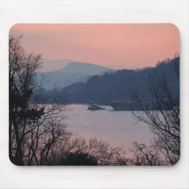 Working On the River At Sunset Mouse Mat (Front)