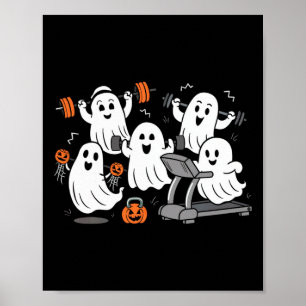 Working Out Ghost Gym Halloween Shirt Fitness Weig Poster