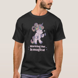 Working Out Is Magical Unicorn doing weights Cute T-Shirt