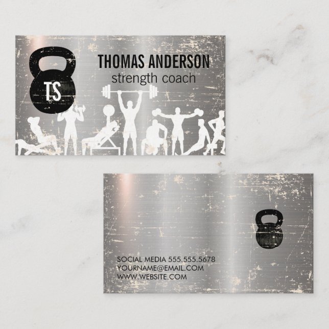 Working Out | Kettle Bell | Metal Business Card (Front/Back)