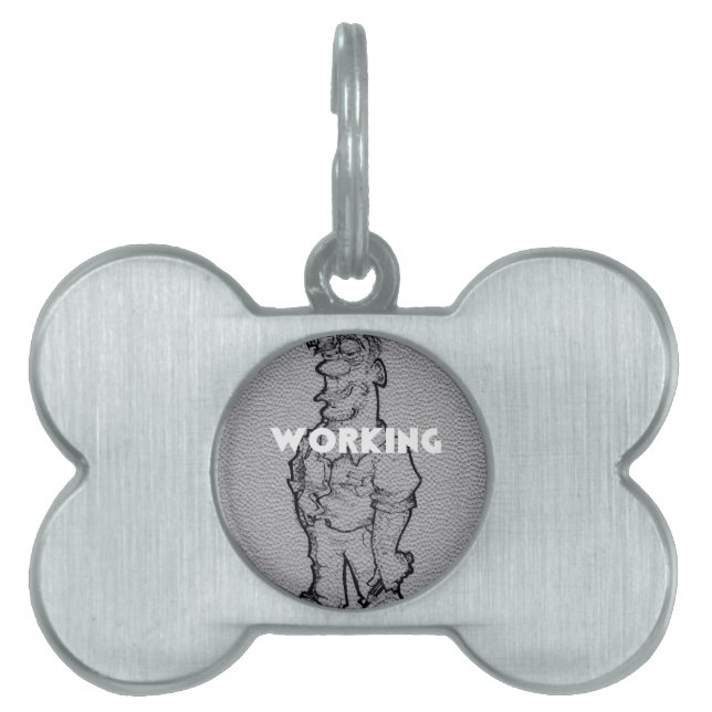 Working Overtime Pet Name Tag (Front)