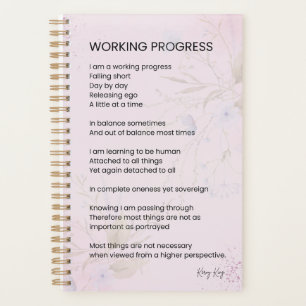 Working Progress Encouragement Uplifting Poem  Planner