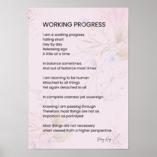 Working Progress Encouragement Uplifting Poem  Poster