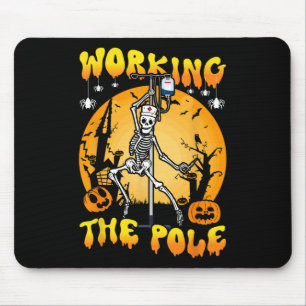 working the pole nurse Halloween funny skeleton nu Mouse Mat