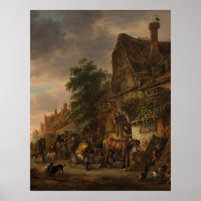 Workmen before an Inn by Isack van Ostade Poster (Front)