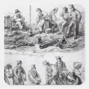 Workmen near the New Post Office in The City Square Sticker