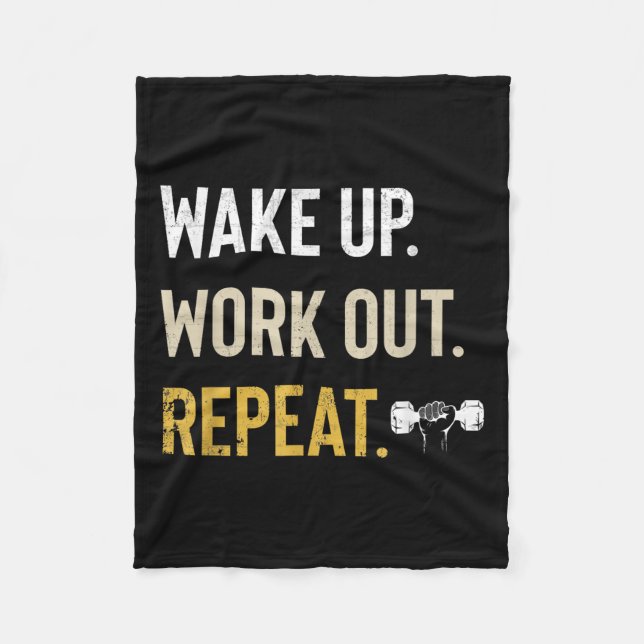 Workou Wake Up Insrational And Motivational Gym Gi Fleece Blanket (Front)