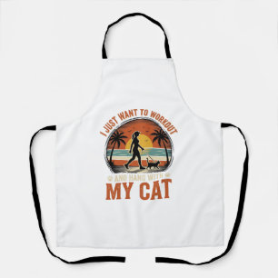 Workout And Hang With My Cat Vintage Shirt Design_ Apron