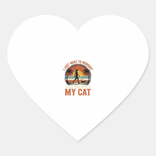 Workout And Hang With My Cat Vintage Shirt Design_ Heart Sticker