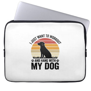 Workout and Hang With My Dog Vintage Dog Lover Des Laptop Sleeve