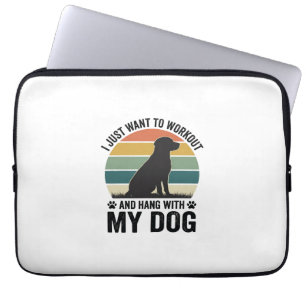 Workout and Hang With My Dog Vintage Dog Lover Des Laptop Sleeve