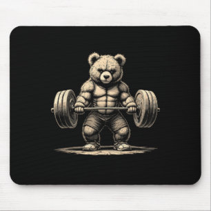 Workout Bear Deadlifter Funny Gym Tee Lifting Moti Mouse Mat