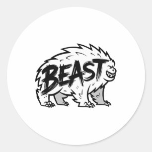 Workout Beast Gym Bodybuilding Training Fitness Me Classic Round Sticker