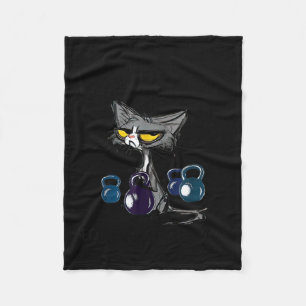 Workout Because Murder Is Wrong Black Cat Gym Fleece Blanket