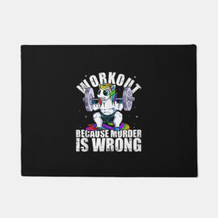 Workout Because Murder is Wrong Unicorn Tank Top Doormat