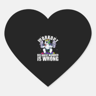 Workout Because Murder is Wrong Unicorn Tank Top Heart Sticker