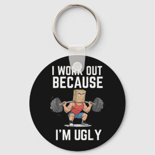 Workout Because Ugly Muscular Weightlifter Paper Key Ring