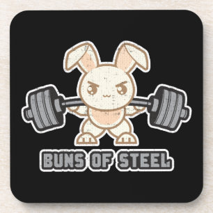 Workout Bunny Cartoon - Buns Of Steel, Funny Anime Coaster