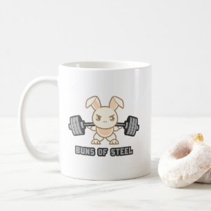Workout Bunny Cartoon - Buns Of Steel, Funny Anime Coffee Mug