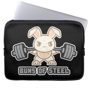Workout Bunny Cartoon - Buns Of Steel, Funny Anime Laptop Sleeve