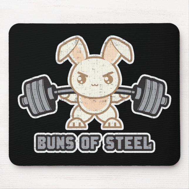 Workout Bunny Cartoon - Buns Of Steel, Funny Anime Mouse Mat (Front)
