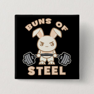 Workout Bunny Cartoon - Buns Of Steel - Funny Gym 15 Cm Square Badge