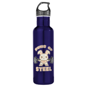 Workout Bunny Cartoon - Buns Of Steel - Funny Gym 710 Ml Water Bottle