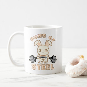 Workout Bunny Cartoon - Buns Of Steel - Funny Gym Coffee Mug