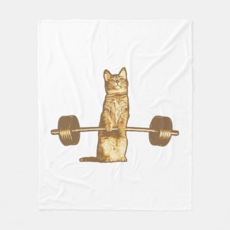 Workout Cat Deadlift Fleece Blanket